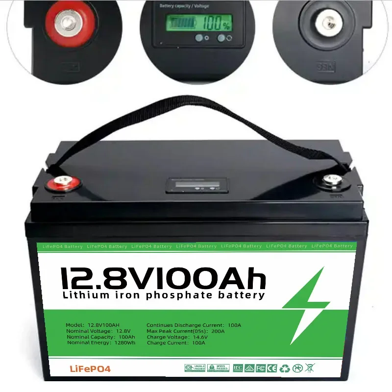 for 12V 24V 100Ah Lithium Iron Phosphate Battery Energy Storage for RV Direct Supply Replace Lead Acid Battery Long Life