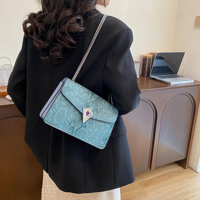 Fashion Snake Pattern Shoulder Bags for Women Trend 2024 High Quality Pu Leather Crossbody Bag Ladies Luxury Designer Handbags