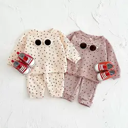 2024 Newborn Baby Sets Spring Autumn Warm Cotton Clothes Waffle Fruits Print Leisure Sportswear Boys Girls Infant 0-3Y