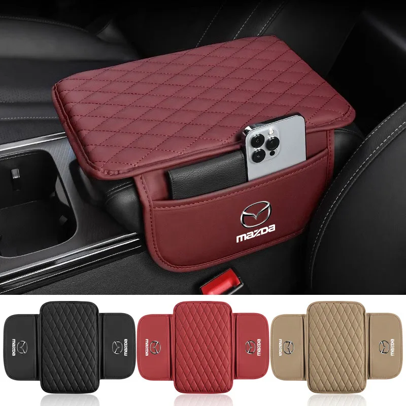 Rehausseur de boîte d'accoudoir de voiture en mousse à mémoire de forme pour Mazda 3 6 CX5 2 CX3 CX9 MX5 MS, et enjoliveurs de moyeu de roue