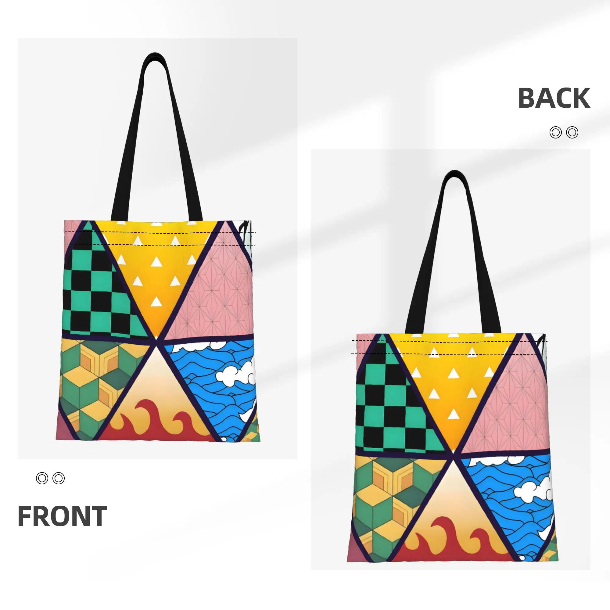 1PC Large Capacity Slayer Corps Clothes Demon Slayer Canvas Tote Bag Foldable Chic Pattern No Closed Design