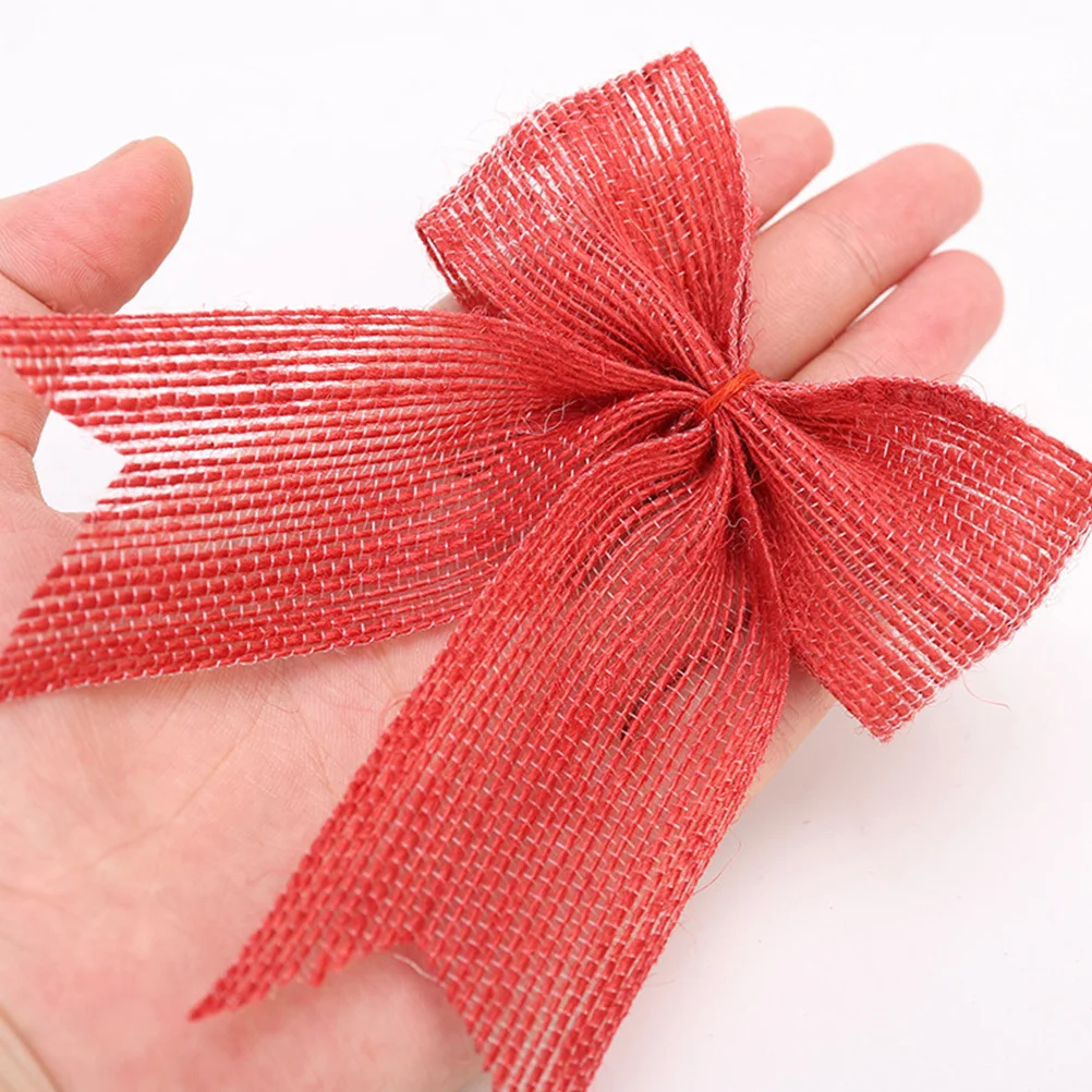 

10Pcs Handmade Linen Silk Wedding Bowknot Ornament Christmas Xmas Tree Decoration Adornment Xmas Bowknot Christmas Tree Decor