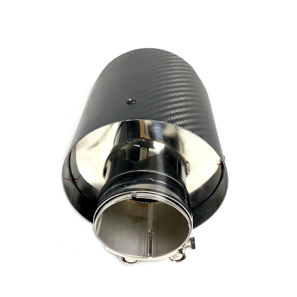 1 Pcs Silver Stainless Steel Exhaust Pipe Universal Car Outlet 130MM Big Muffler Tip Carbon Fiber Rear Tailpipe Nozzles For Ak