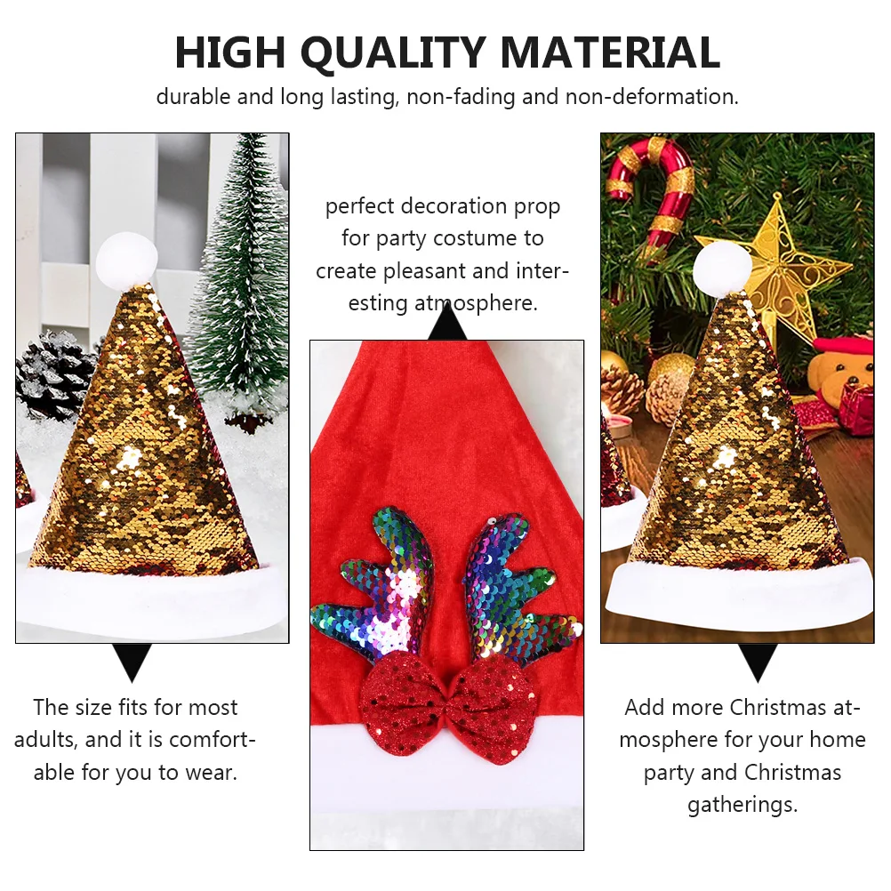 

2 pcs Christmas Adult Hat Non-Fading Party Costume Decoration Accessory For Holiday Gathering Stage Performance