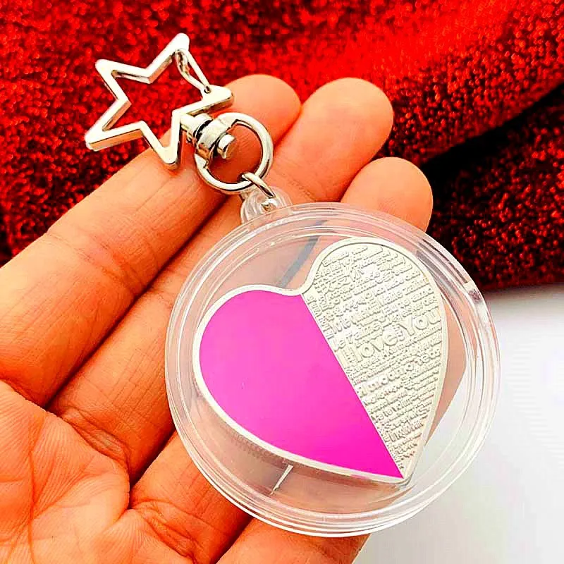 

HAPPY VALENTINE’S DAY Pink With Silver Love Commemorative Coin Heart-Shaped Collection Coin For souvenir Challenge Key Chain