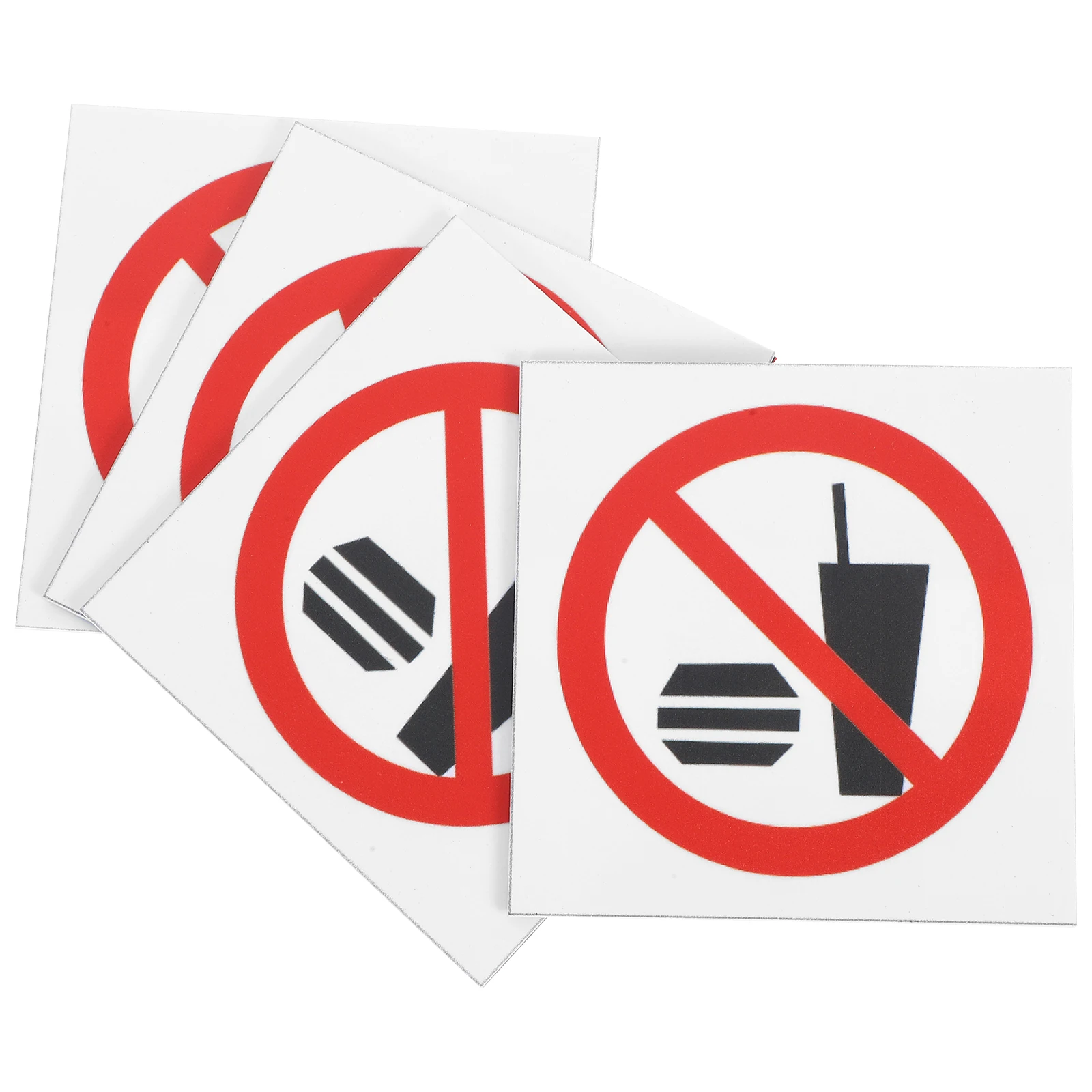 4枚セット 食べ物・飲み物禁止サイン 3x3インチ ビニールステッカー デカール 屋内 屋外 窓 ドア 店舗 交通安全標識 屋外の食べ物禁止