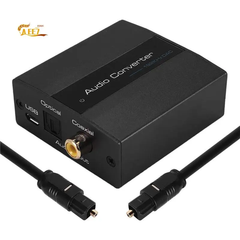 AEE7-Optical To RCA Converter Audio Converter Digital To Analog Audio Coaxial To RCA Adapter 3.5Mm AUX With Optical Cable