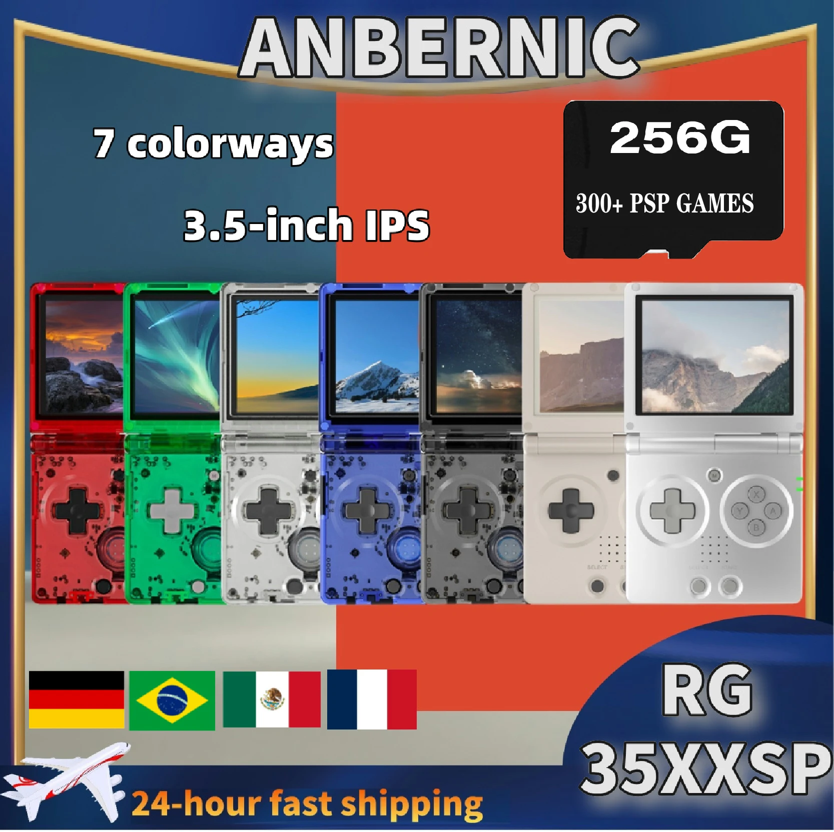 ANBERNIC RG35XXSP RG 35XXSP Fold Handheld Game Console Video Game Consoles 3.5Inch IPS Screen 3300mAh Linux System 256G PSP Game