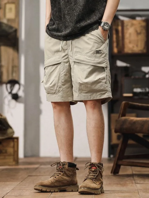 

Летние мужские пляжные брюки-шорты для активного отдыха, быстросохнущие, свободного прямого кроя, с множеством карманов, длиной до колена