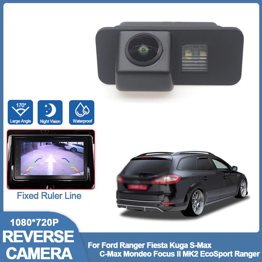HD Waterproof 1080x720P Rear View Camera Plate Light For Ford Ranger Fiesta Kuga S-Max C-Max Mondeo Focus II MK2 EcoSport Ranger
