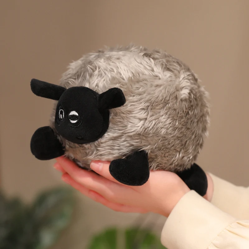 Peluche de Oveja Negra Suave y Esponjosa, Juguete de Peluche de Cordero Redondo Súper Suave, Regalo Abrazable para Niñas y Niños, Decoración para Sofá de Guardería o Navidad