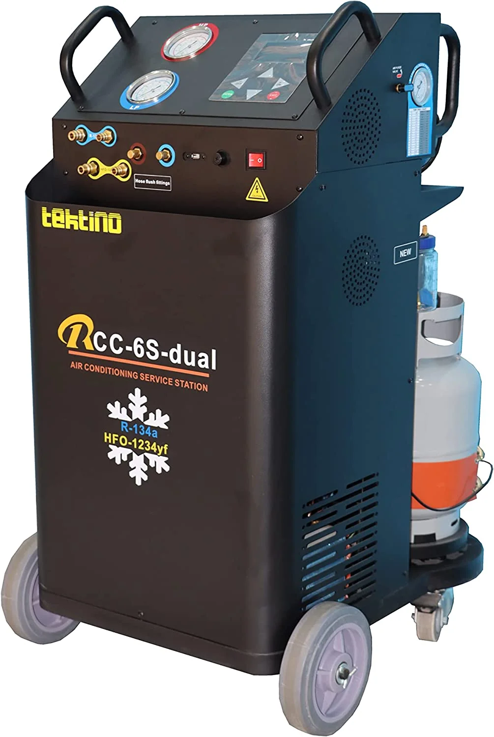 Tektino RCC-6S-Dual Refrigerant Recovery Recharge Machine, Fully Automatic with Dual Tank of R134a and HFO1234yf for Automotive