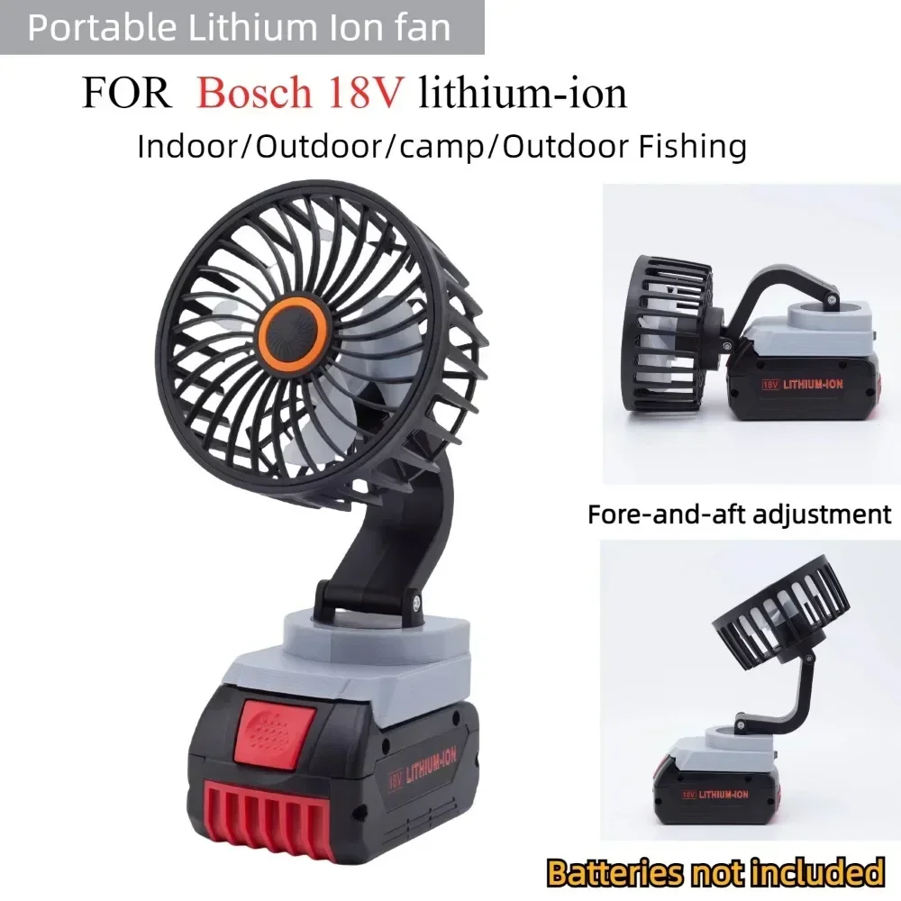 Portable Camp Fan for Bosch 18V Lithium-ion Fore-and-aft Adjustment for Indoor/Outdoor/Outdoor Fishing（No Battery）
