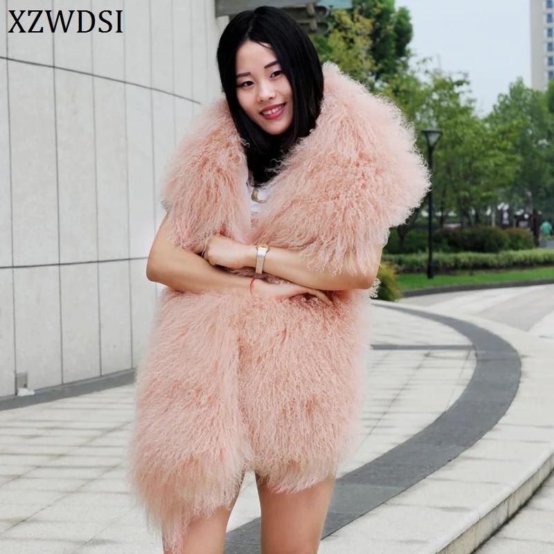 

Luxury Women's Genuine Mongolian Lamb Fur Cape Wrap Fluffy Fox Poncho Scarf Winter Fashion Shawl Custom Colors for Factory