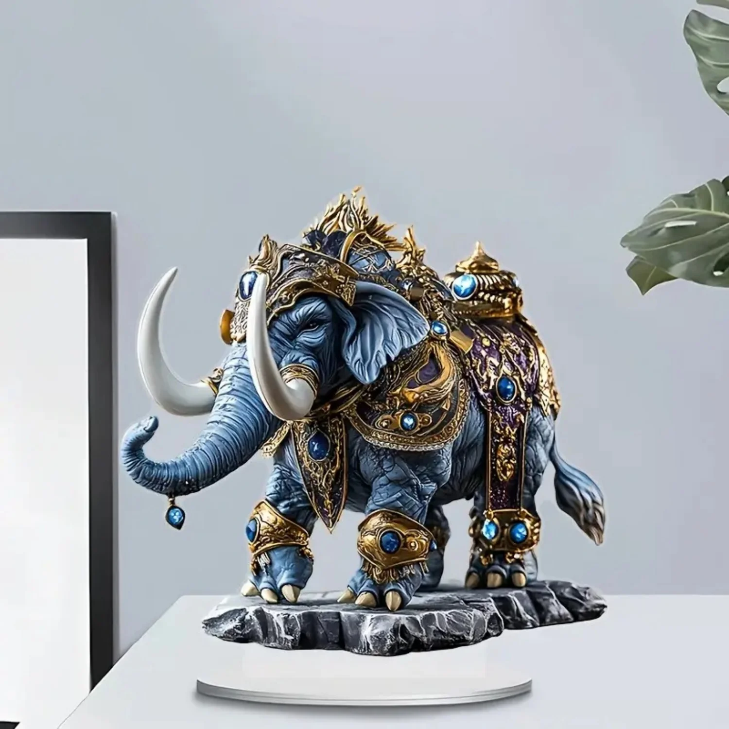 Retro Elephant Statue,2D Flat Acrylic Figurine,Home,Office,Cafe,room,Studio,display Case,Table Ornament Desktop Decor Kit