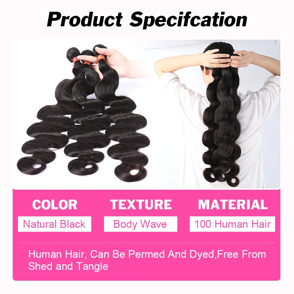 Rosabeauty 30 32 40 inch Body Wave Bundles Human Hair Brazilian Water Wave 3 4 Human Hair Bundles Extensions Tissage For Women