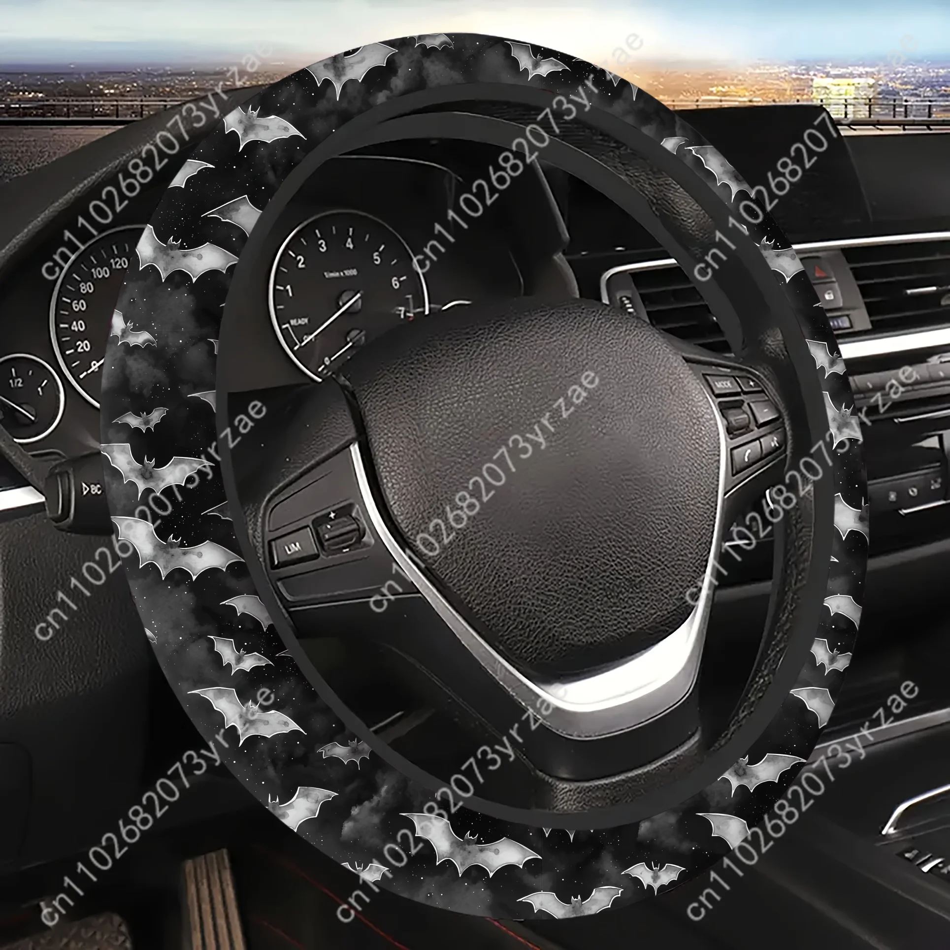 

Halloween Bat Car Steering Wheels Cover Universal Type Environmental Friendly Comfort Non-slip Breathable Steering Wheel Wrap