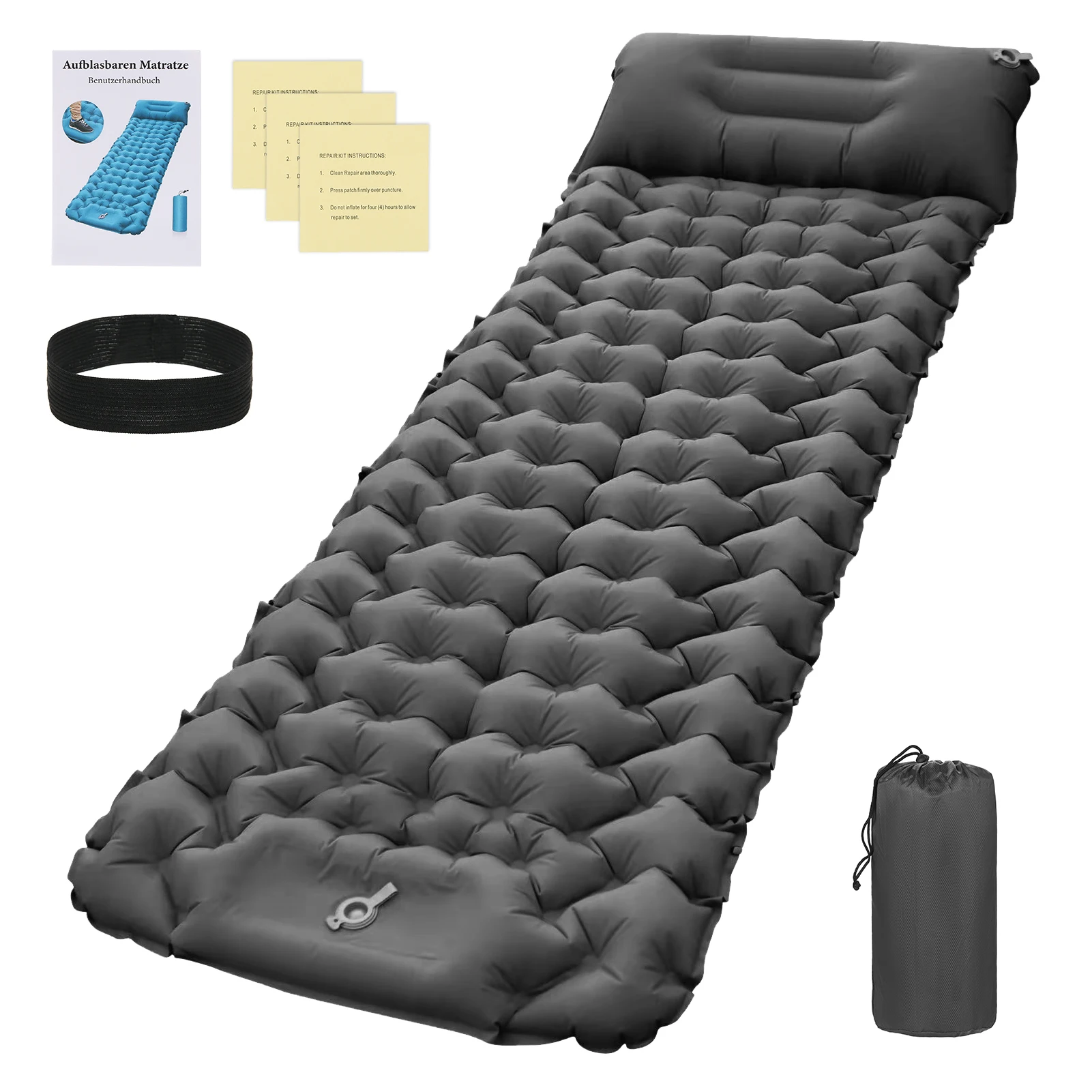 Camping Sleeping Pad with Pillow Built-in Pump Inflatable Sleeping Mat Camping Air Mattress for Backpacking Hiking Tent