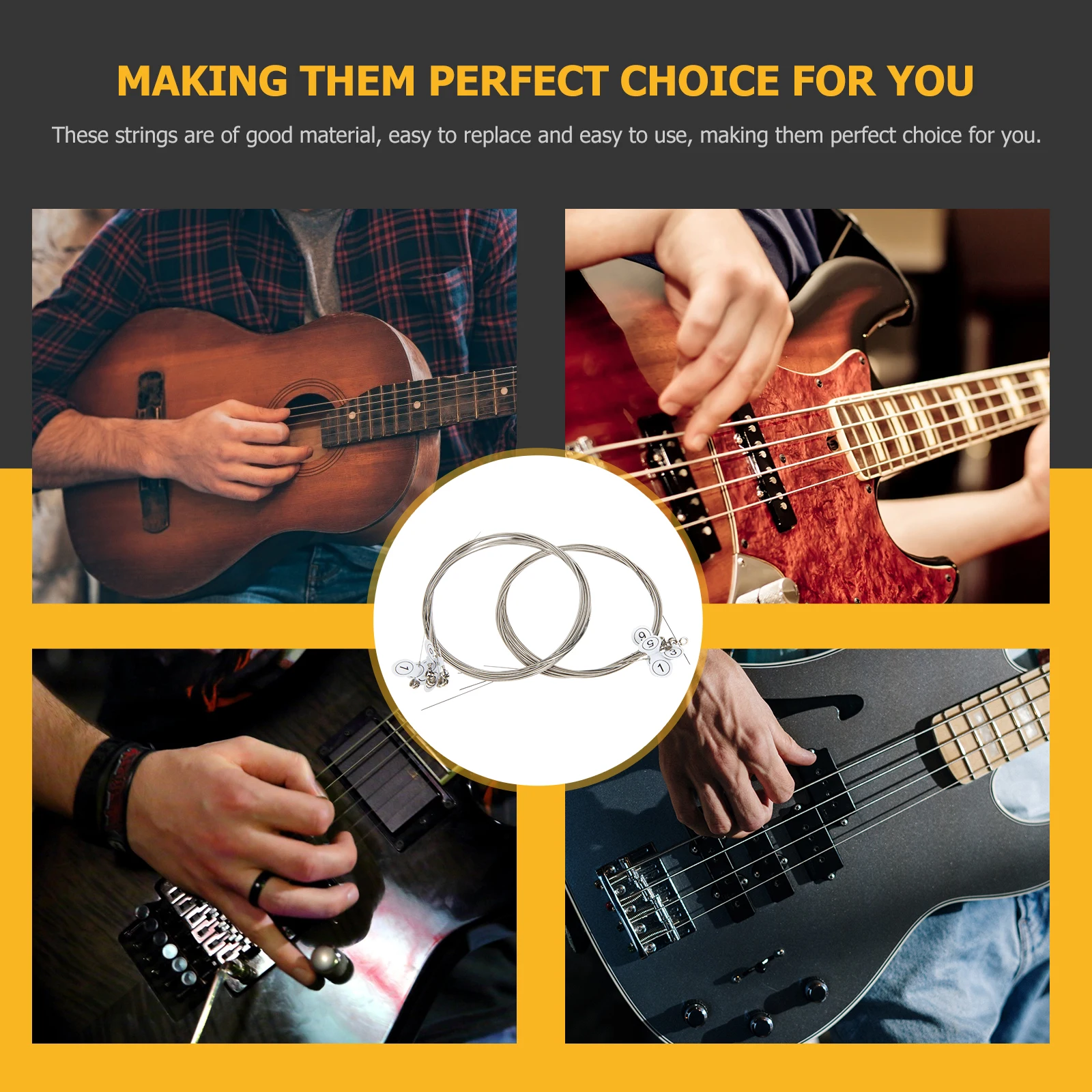 

2 Sets Electric Guitar Strings Replacement Accessories Durable Nylon Outst Sound Folk Wooden Guitar Strings