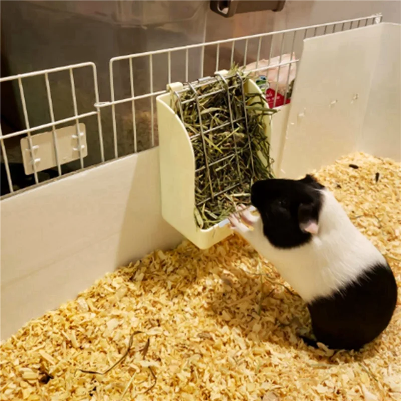 

A64K 4X Grass Frame Hay Feeder Manger Rack For Guinea Pig Chinchilla Fixed Flip-Up Holder Grass Basket
