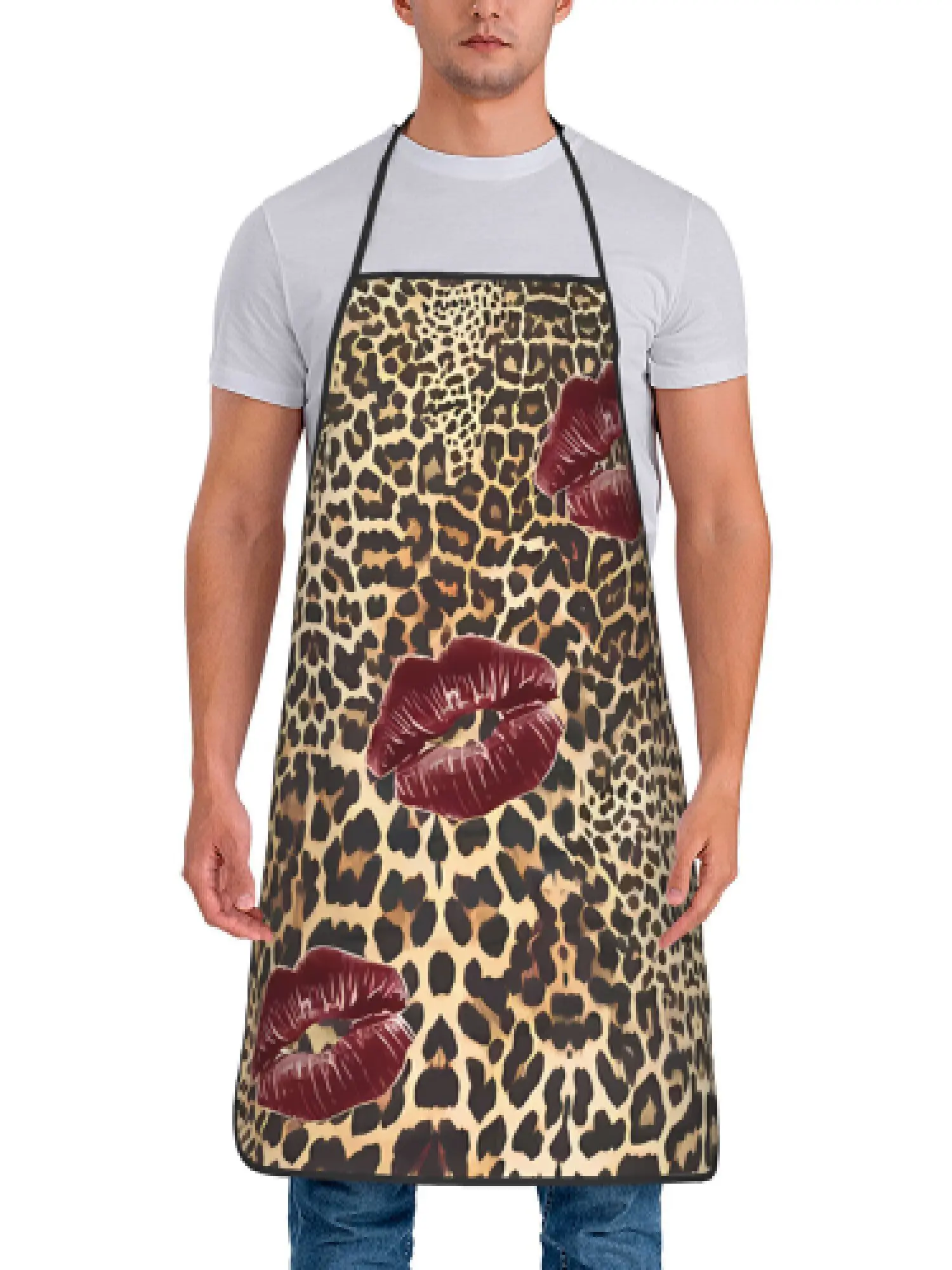 An apron with a leopard pattern is very suitable for kitchen work and household cleaning, and it is a holiday gift.
