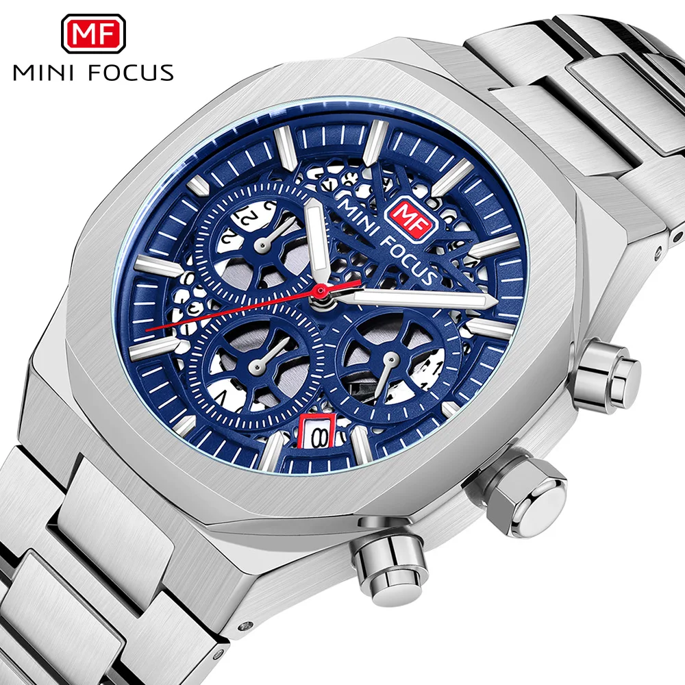 

Часы наручные Мужские кварцевые, водонепроницаемые спортивные, с браслетом из нержавеющей стали