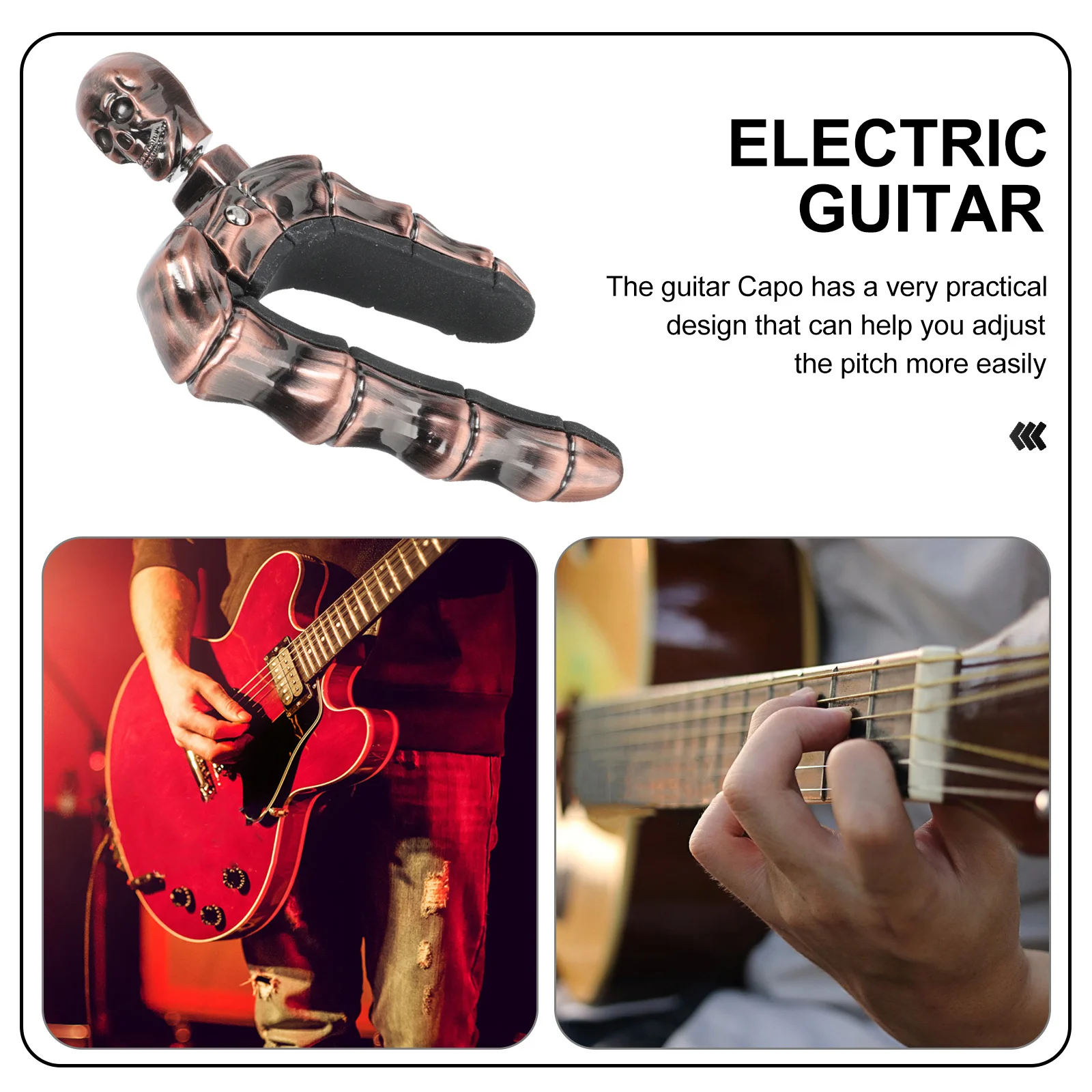 

Guitar Capo Skull Design Practical Multifunction Acoustic Sliding Zinc Exquisite