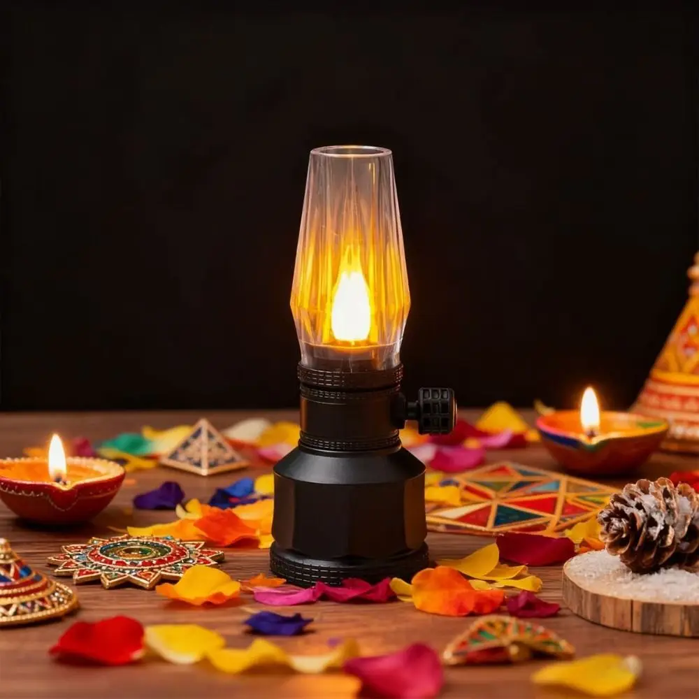 New Battery Operated Electronic Lamp LED Light Clear Table Lantern Desktop Candle Holders Christmas Light