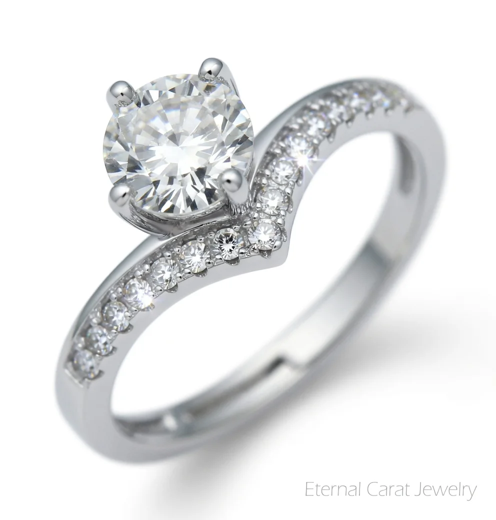 

Роскошное обручальное кольцо с муассанитом 1 карат, PT950, в стиле Princess Royal Twisted Pave Band Solitaire, регулируемое, для женщин