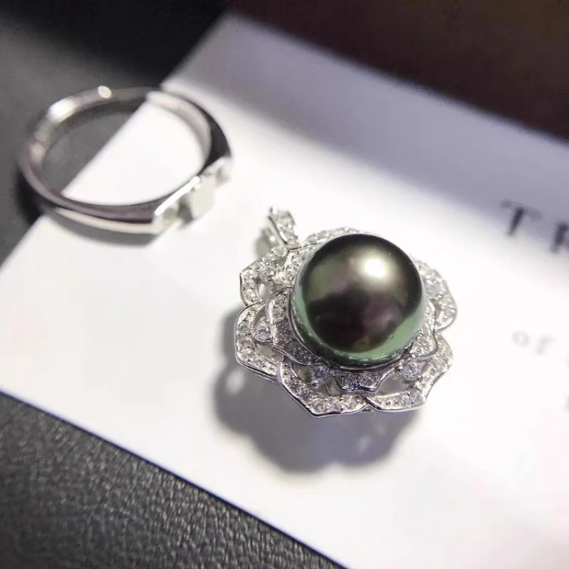 Gorgeous Huge AAAAA 9-10mm Round Natural South Sea Pearl Ring Niche Light Luxury Women's Ring