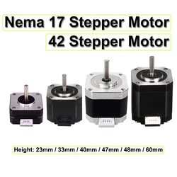 Motor paso a paso Nema 17 para impresora 3D, fresadora de grabado CNC, 2 fases de altura, 23/33/40/47/48/60mm, 42