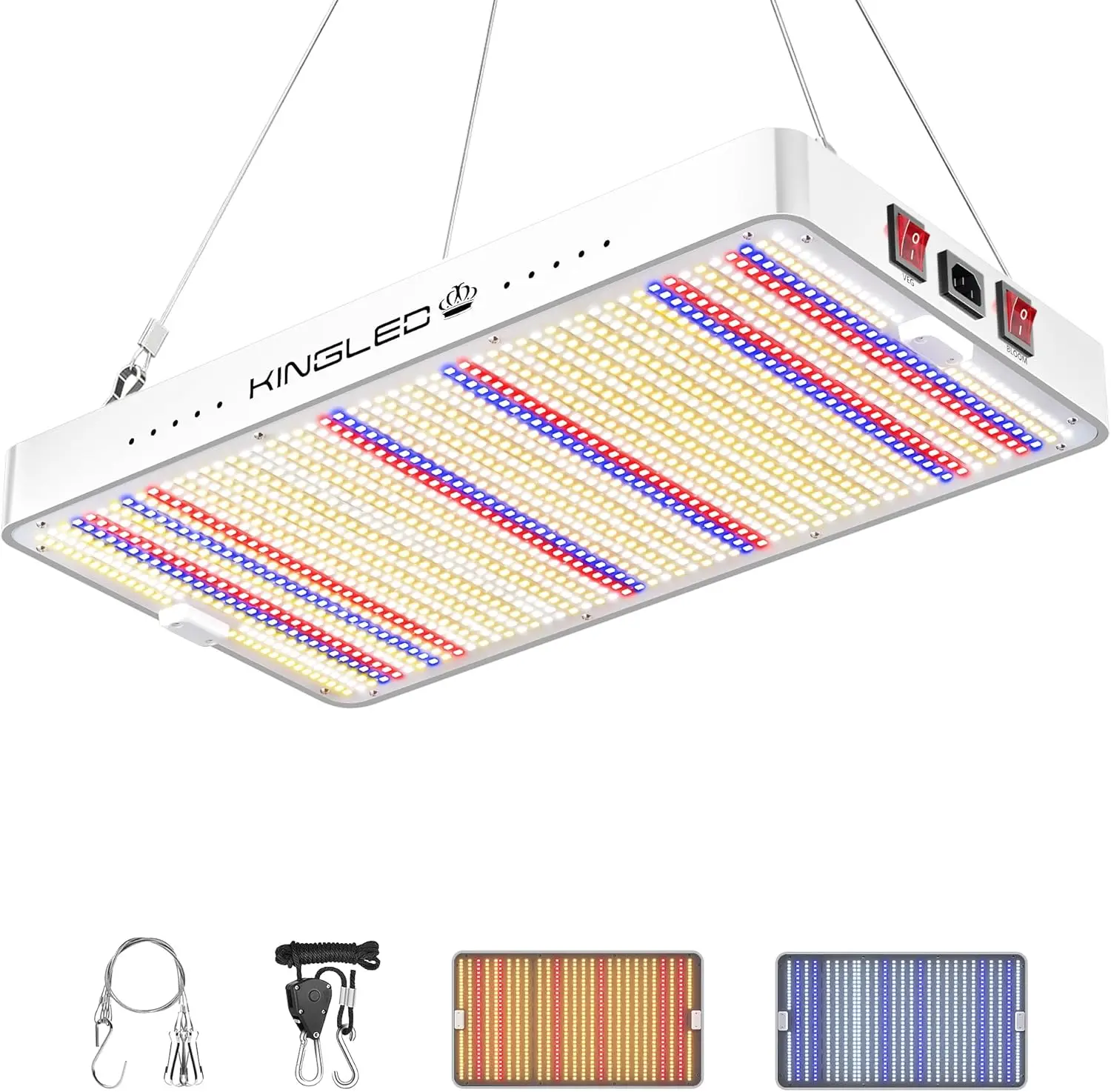 

KingLED KP3000 LED Grow Light for Indoor Plants, Full Spectrum Plant Light with Veg & Bloom Mode, 300W Hanging Growing Lamp for Seed Starting Seedlings Vegetable Hydroponic Greenhouse, 4x4 Grow Tent