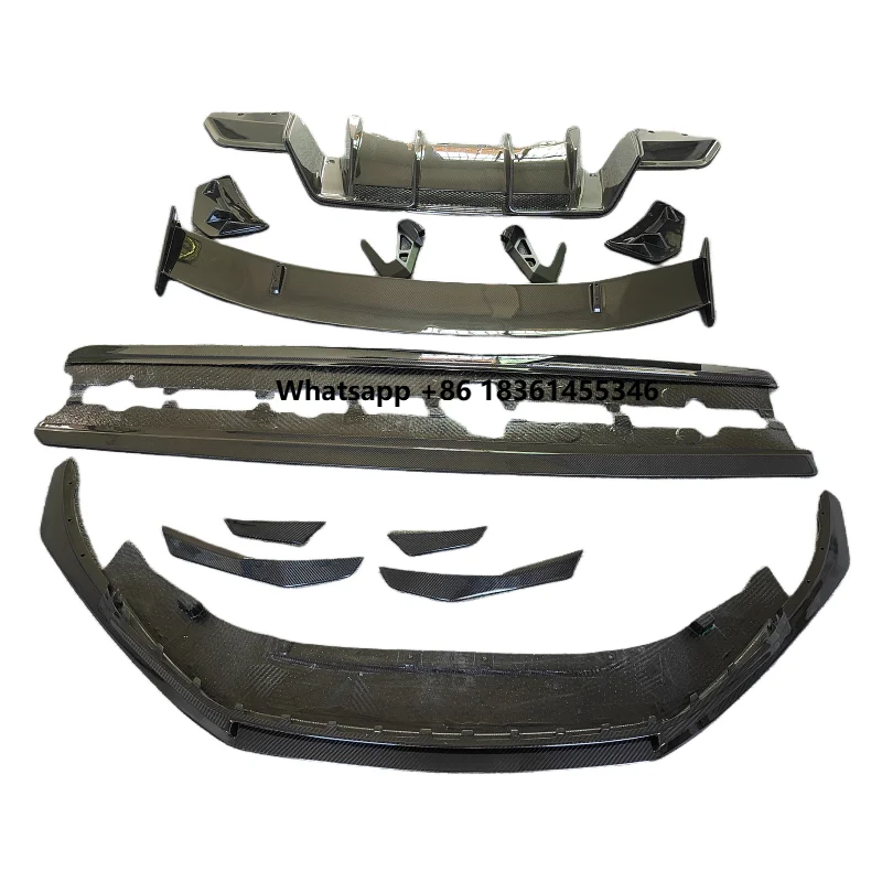 

for R8 body kit True carbon fiber front lip side skirt rear diffuser rear corner wrap rear spoiler body kit