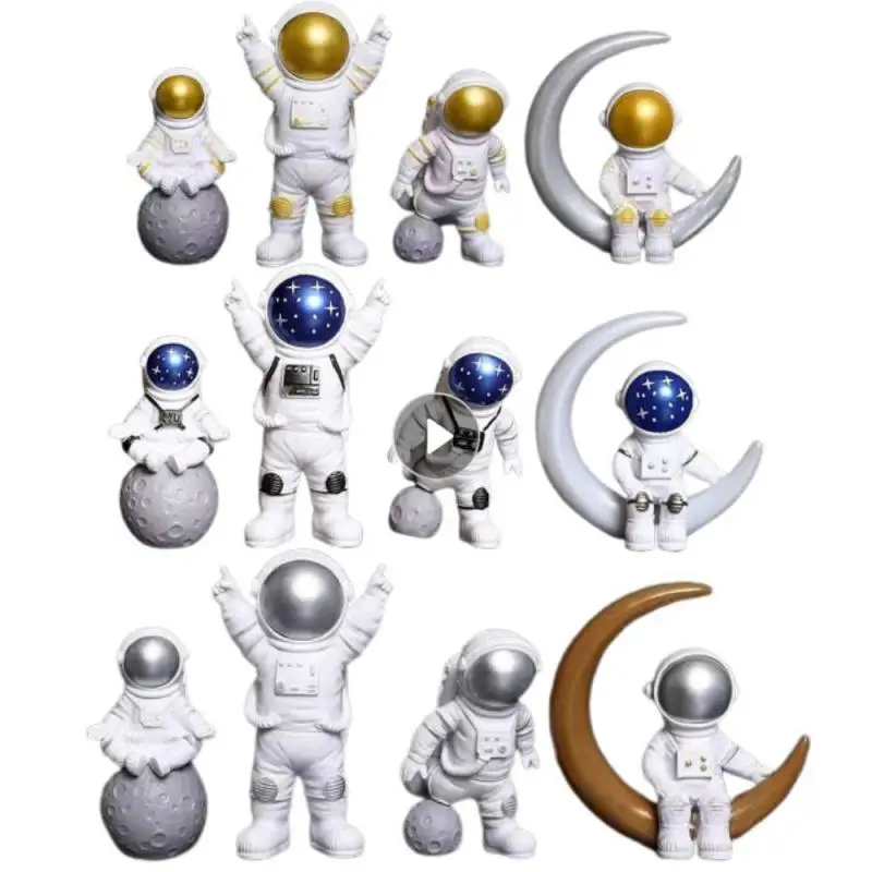 Resin Astronaut Figurine Figure Statue Spaceman Sculpture Desktop Home Decoration Educational Toys Astronaut Model Kids Gift 4pc