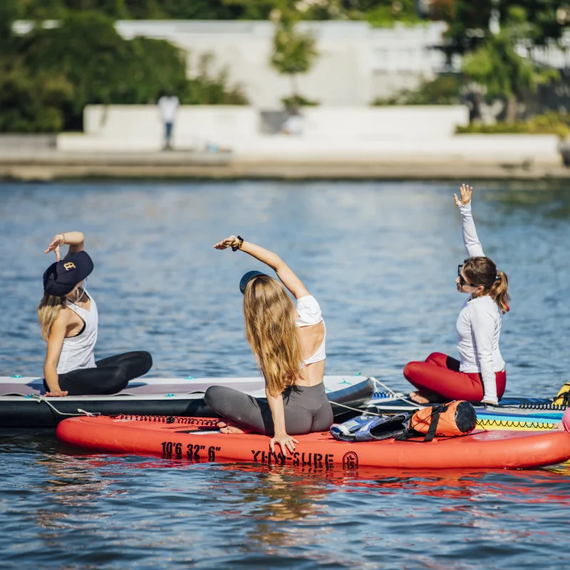 Inflatable Stand Up Surf Paddle Board Kayak Long Paddle Wake Surf Life Saving Fin Balancing Wind Adult High Performance