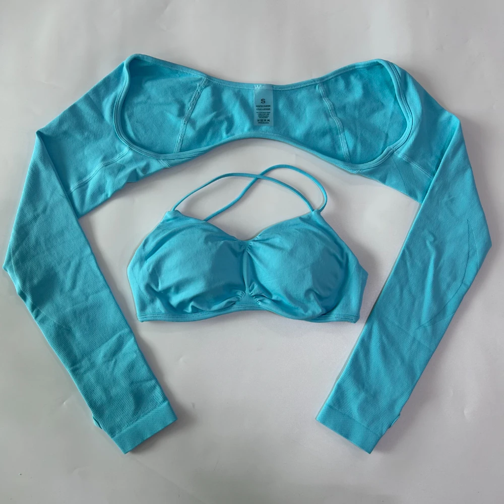 Pericic Langarm-Shrug-BH, schweißabsorbierend, schnelltrocknend, offener Rücken, hohe Elastizität, Daumenlöcher, Sport-, Lauf-, Fitness-, Yoga-Top – Detail 7