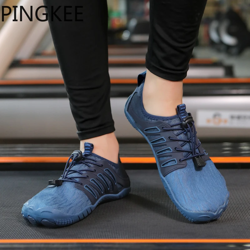 PINGKEE Quick Drainage Lining Air Mesh Upper Men Shed Dry Water Lace Lock Barefoot Nonabsorbent Beach Aqua Swimming Hiking Shoes