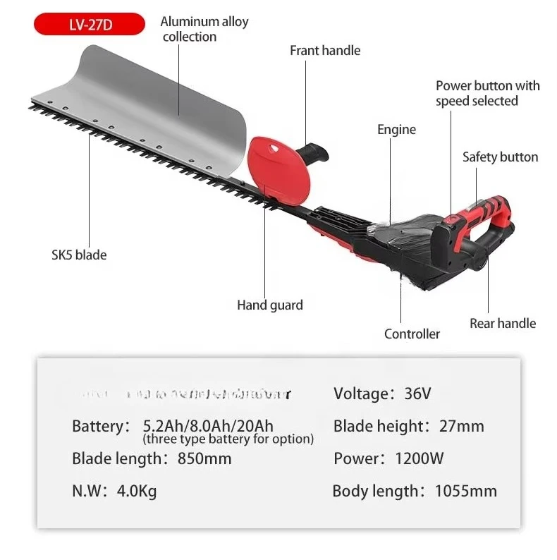 ماكينة تشذيب التحوط المحمولة، أداة حديقة لاسلكية عالية الأداء، ماكينة تشذيب العشب الكهربائية