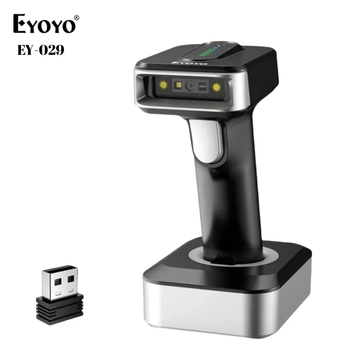 Eyoyo Auto-sensing Screen Scanning 1D Bluetooth Barcode Scanner Wireless 2D QR Code Reader 4-mil With 2500mAh Power Indicator