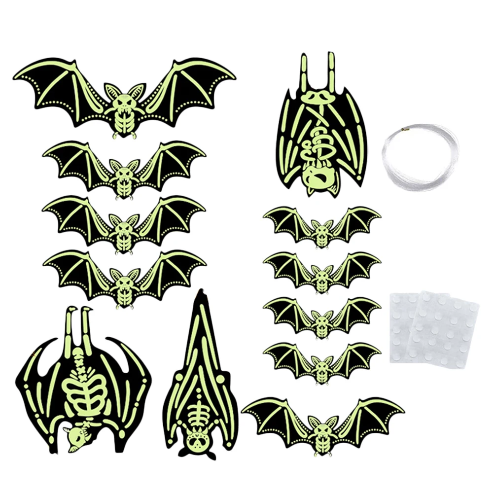 

1 set Luminous Skull Bat Decoration Double Sided PET Outdoor Halloween Glow Dark Decor Garden Porch Festive Supplies