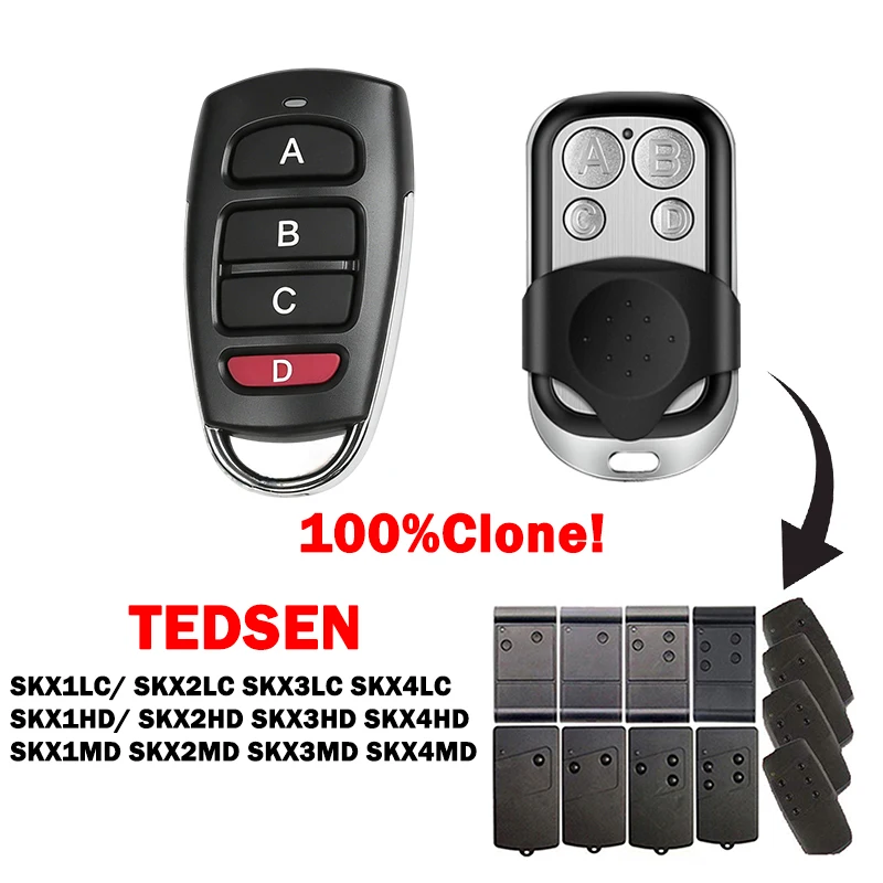 100%Clone TEDSEN SKX1LC SKX1HD SKX1MD Garage Door Remote Control 433.92MHz TEDSEN SKX 1 2 3 4 LC HD MD Garage Gate Key Opener