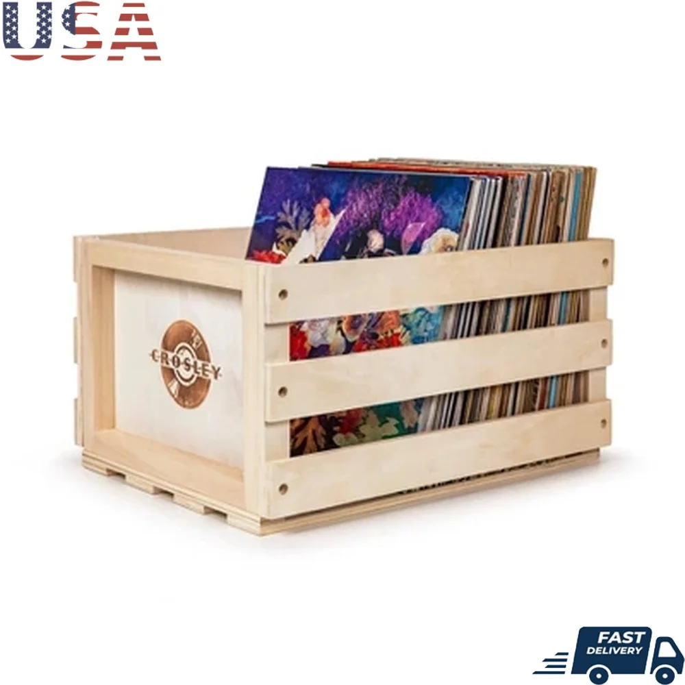 

Natural Solid Wood Record Storage Crate Holds 75 Vinyl Albums Easy Assembly No Tools Required Home Organization Solution