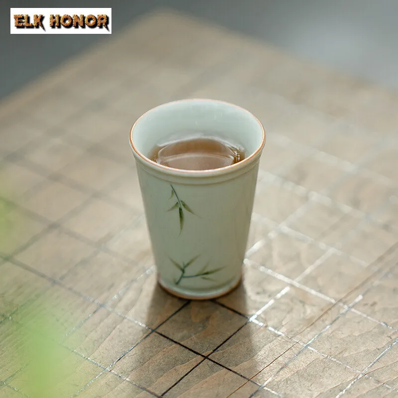 كوب خيزران رئيسي مطلي يدويًا ، كوب دائري عالي القدمين ، إبريق ماء ياباني ، وعاء عطر ، خدمة شاي ، منزلية ، 45 أو 2 لكل لوطة