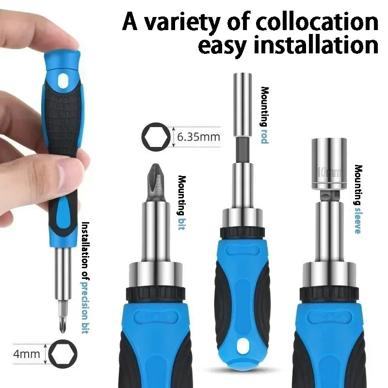 Multi-purpose Ratchet Screwdriver Ratcheting Screwdriver A Word Cross Plum Blossom Hexagonal Household Portable Repair Tool Sets