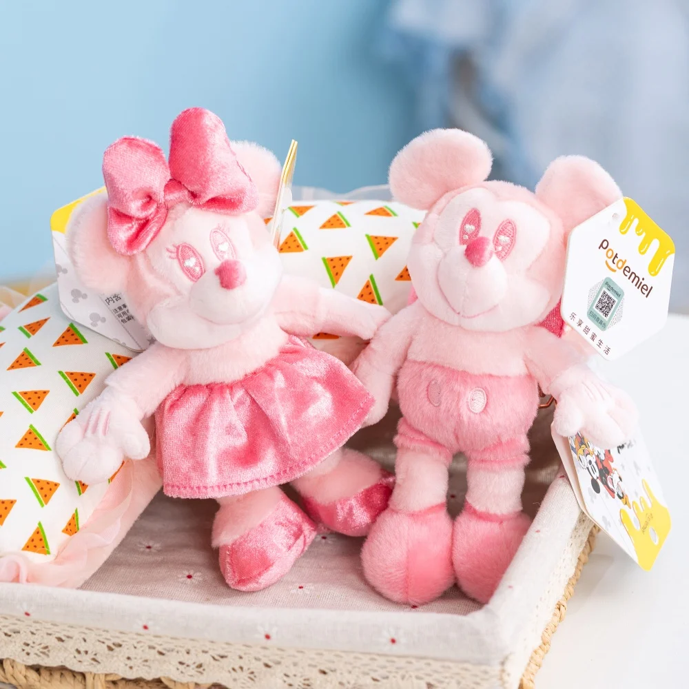 19cm Disney Pink Mickey Mouse Minnie Stitch Plush Pendant Girl Valentine's Day Gift Kawaii Bag Backpack Phone Plush Keyring view 2