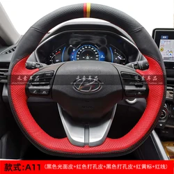 Hand Stitched non-slip Genuine Leather Sports style Car Steering Wheel Cover For Hyundai Ioniq 2017-2019 Elantra 4 2016-2019