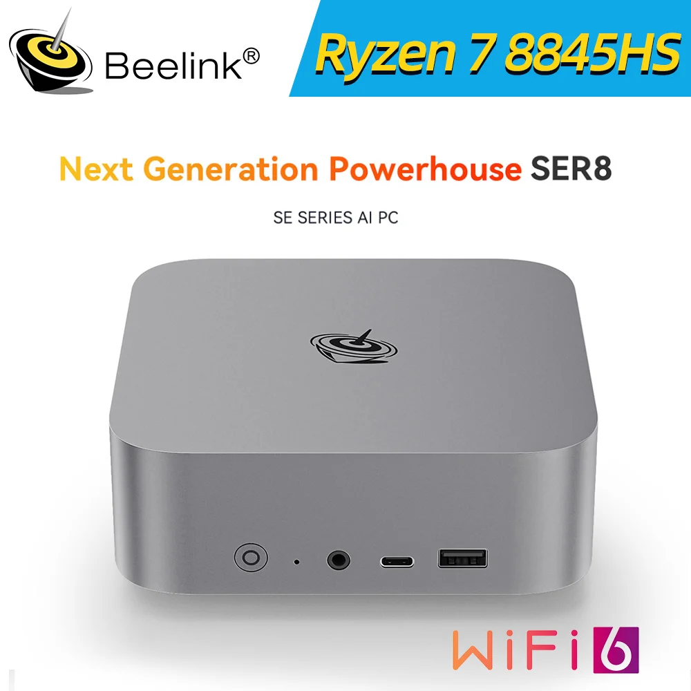 Beelink SER8 8845HS potente Mini PC AI AMD 32GB DDR5 1TB PCIe4.0 SSD USB4 2,5 Gbps Wifi6 BT5.2 para ordenador de escritorio doméstico