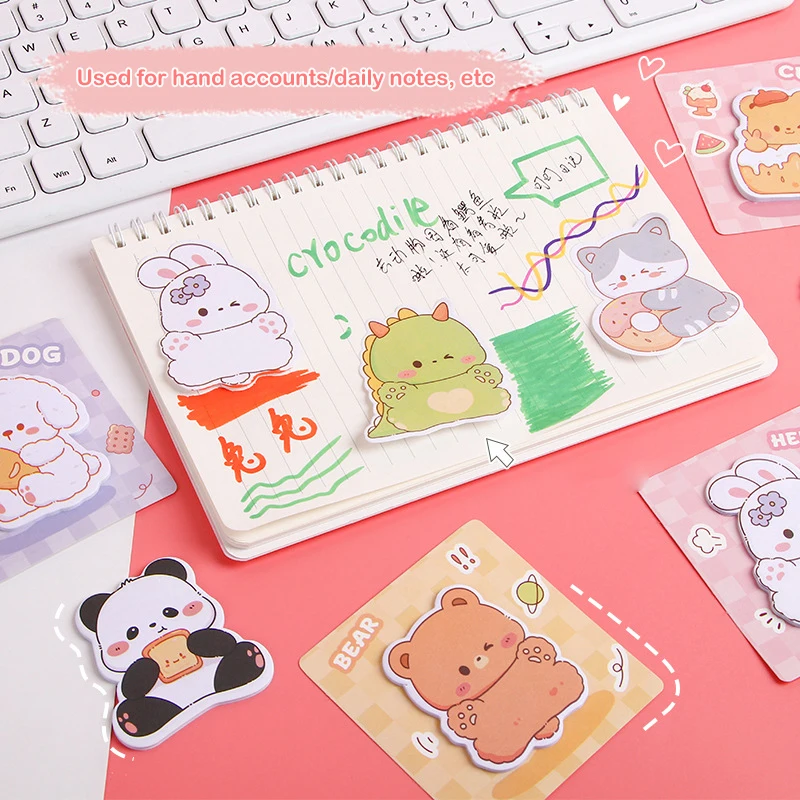 Bloc de notas con forma de Animal de dibujos animados creativos para niños, Bloc de notas con forma de Animal, suministros de oficina, 10 unidades por lote