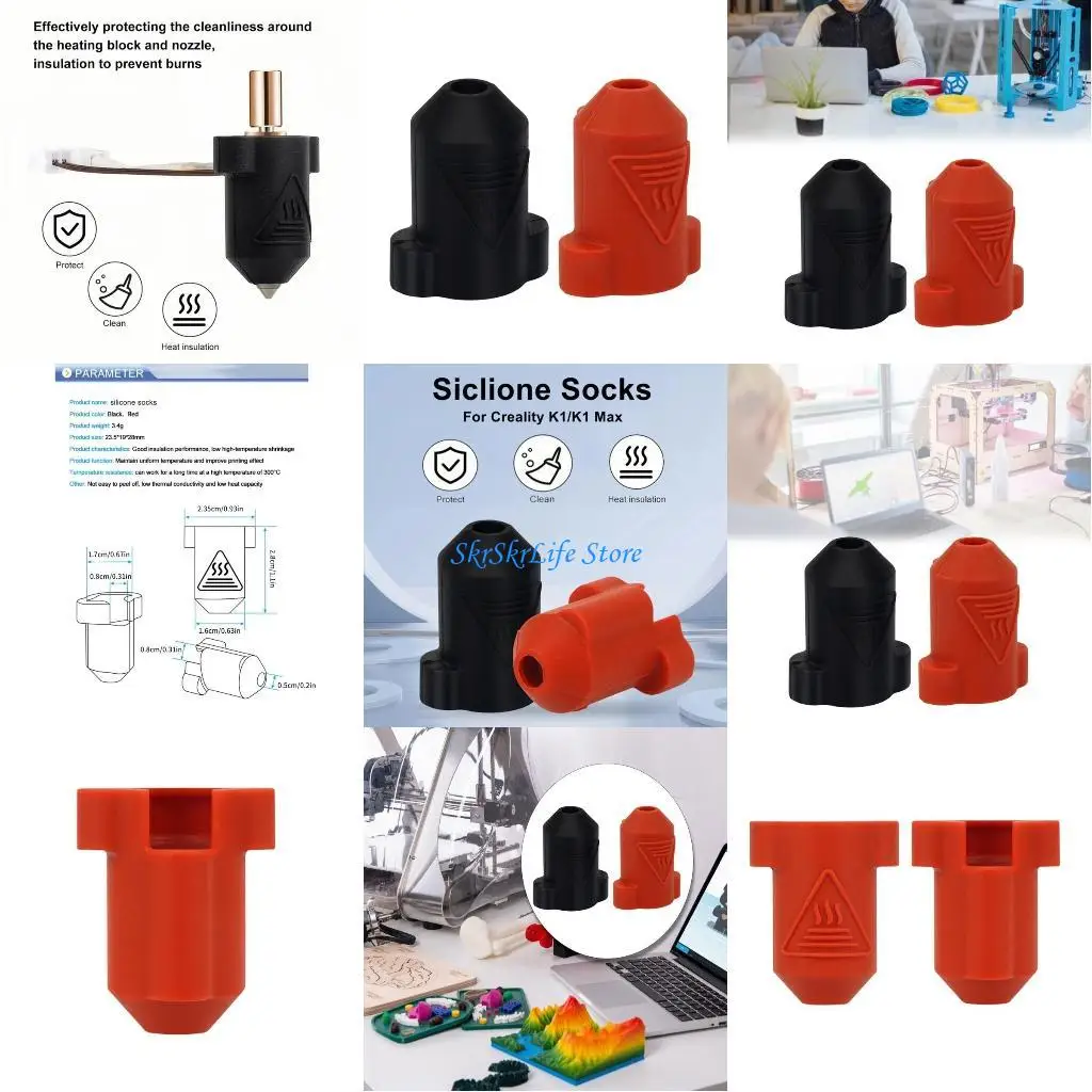

E65E 1PC Silicone Socks for K1 Printer Hotend Heat Insulation Case Cover