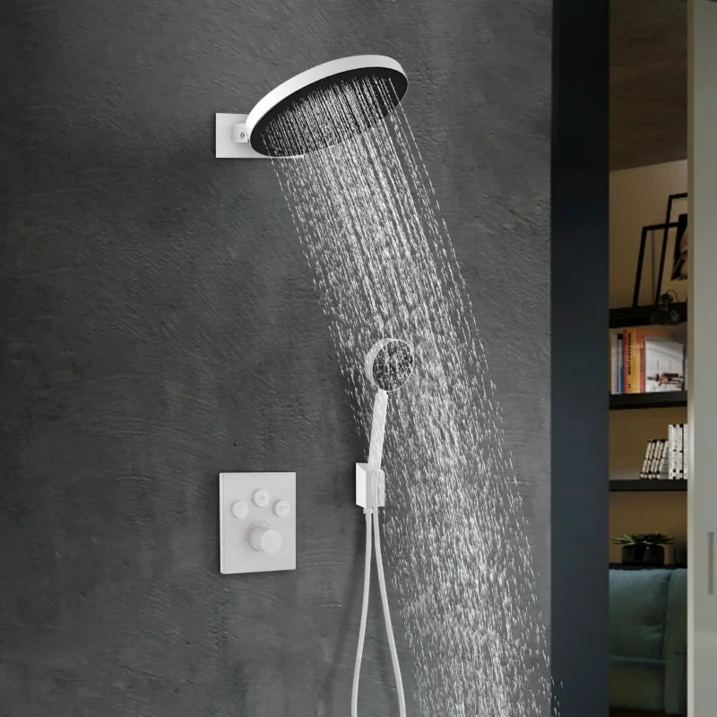 

Concealed Wall Mounted 2 Functions Hand Shower Including Black Bath Faucet Bathroom Showers Set